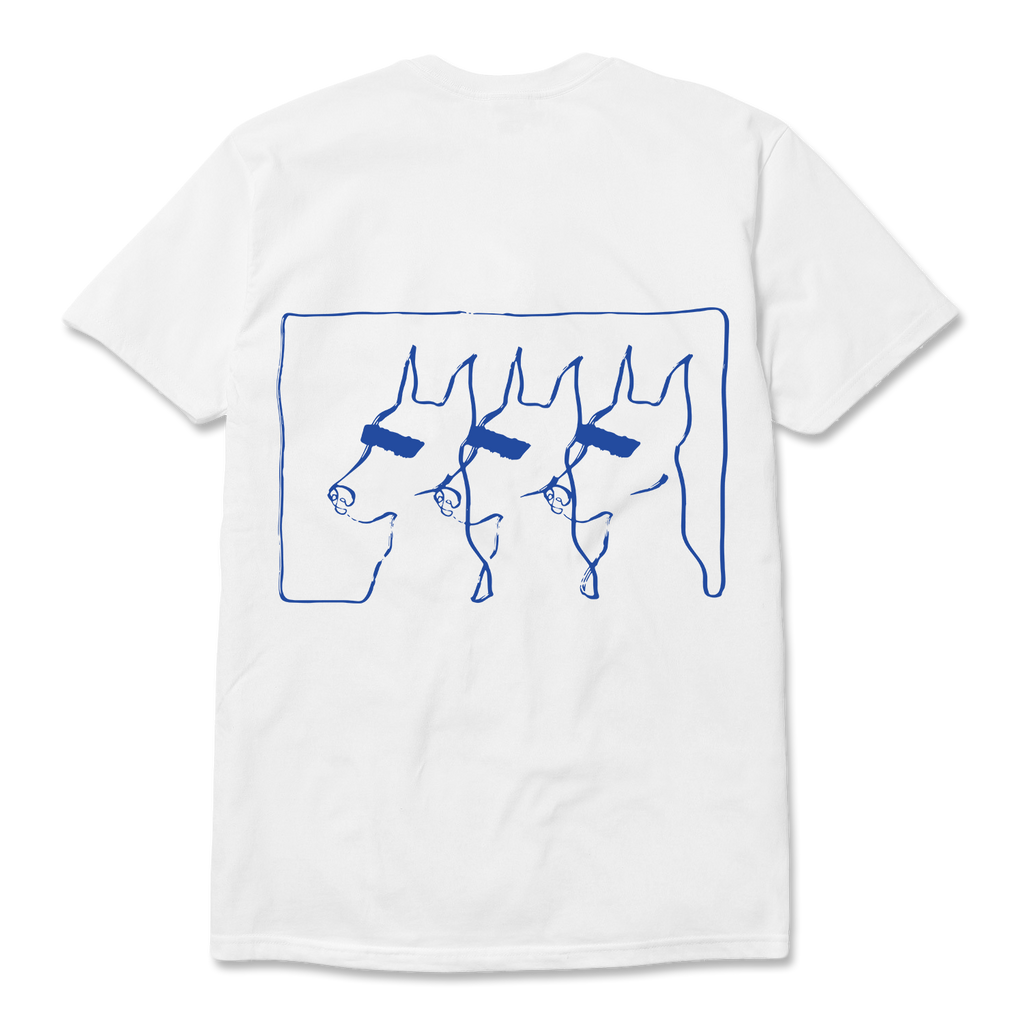 DOGS TEE (WHITE + BLUE)