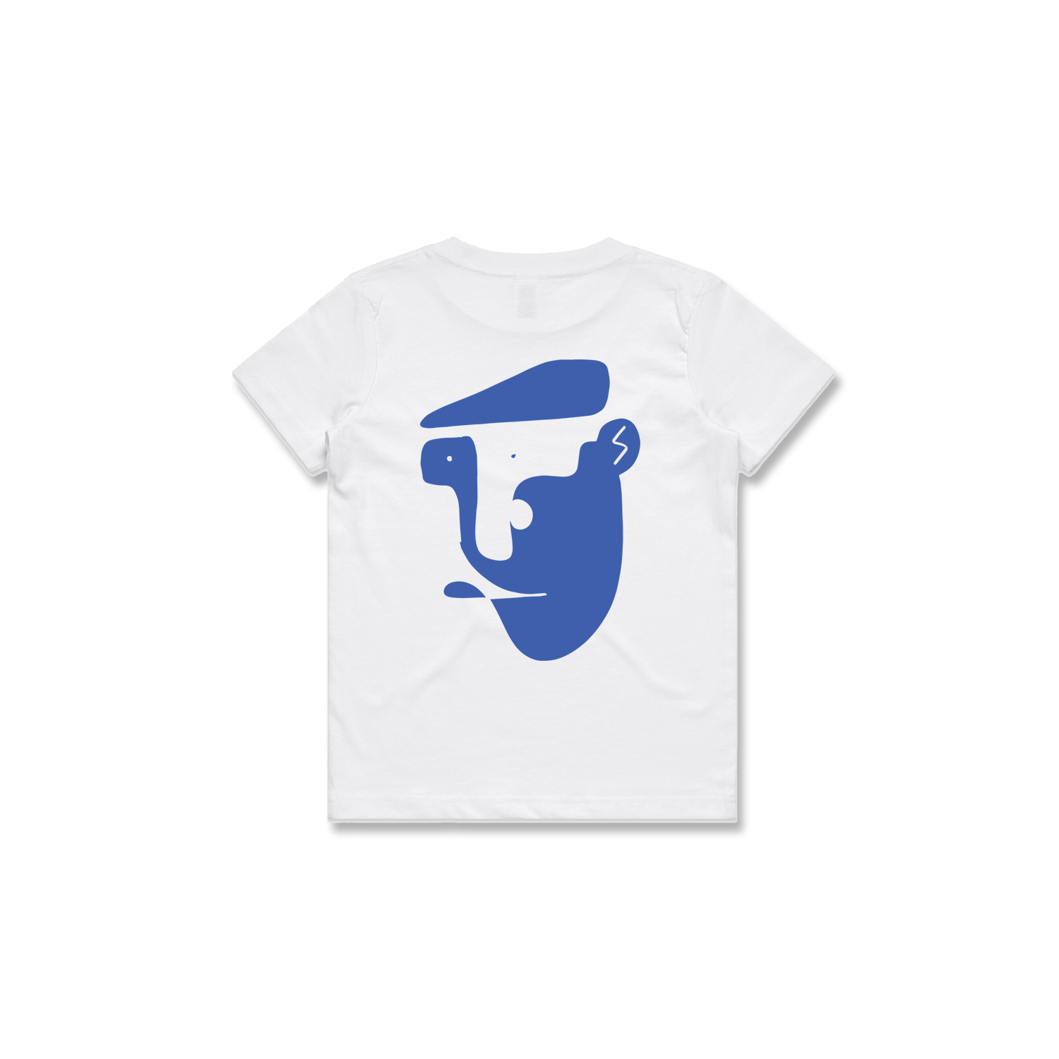 KIDS CHEESE CUTTER TEE (WHITE + BLUE)