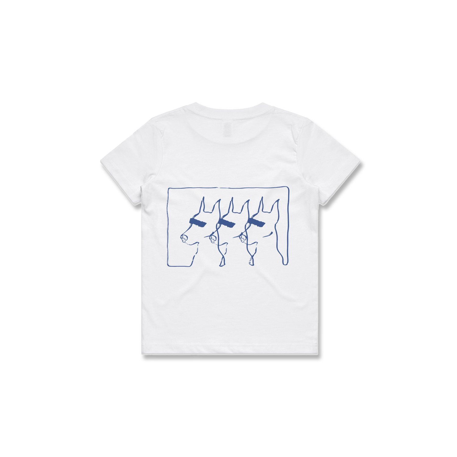 KIDS DOGS TEE (WHITE + BLUE)